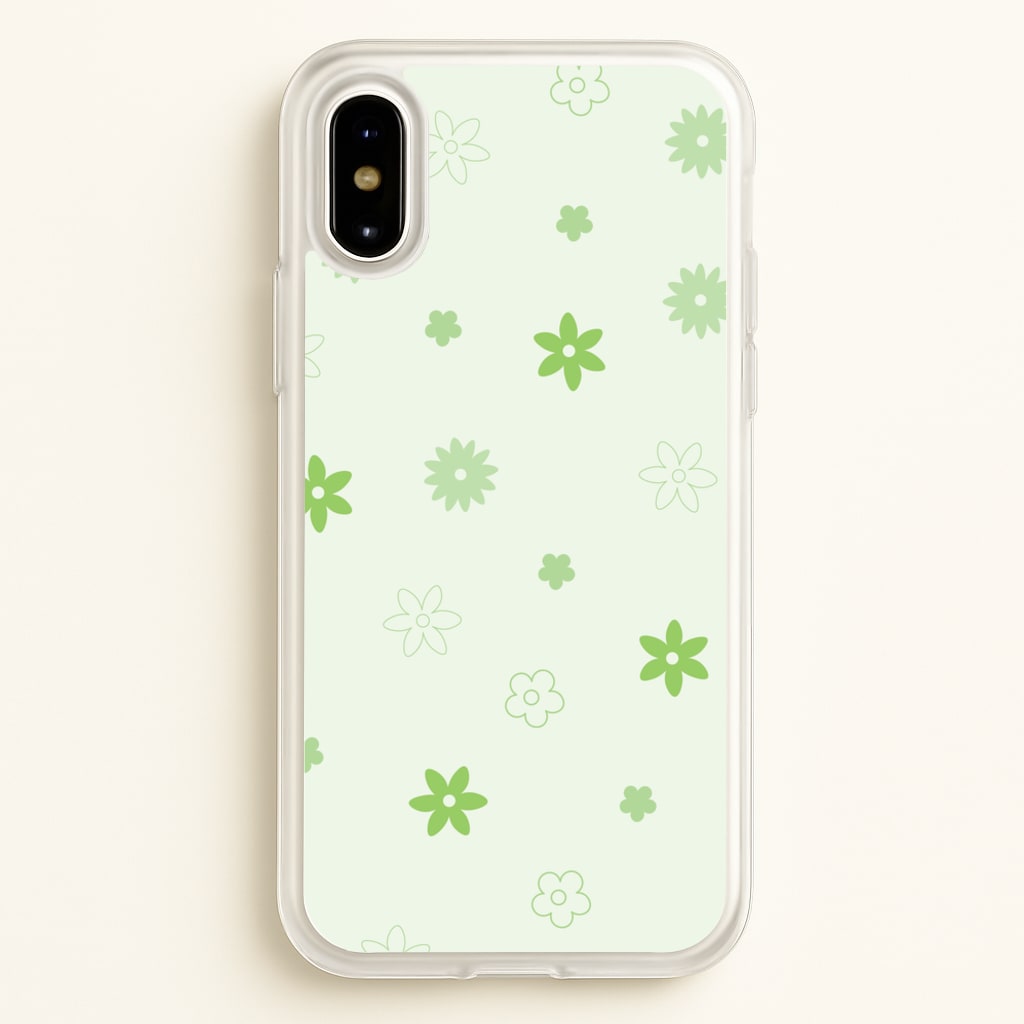 Flower Types Pattern Green - Floral Phone Case for iPhone X / XS