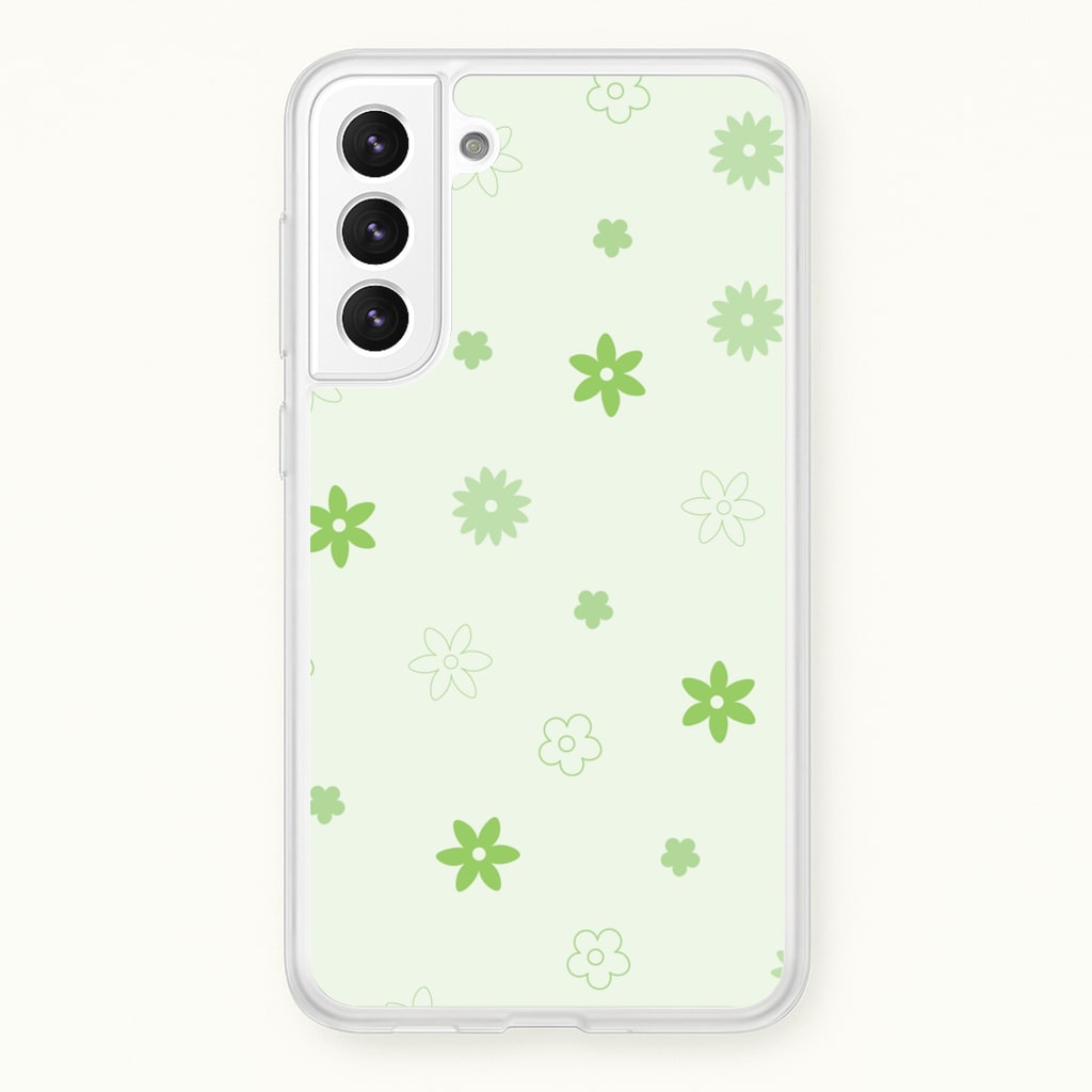 Flower Types Pattern Green - Floral Phone Case for Galaxy S22