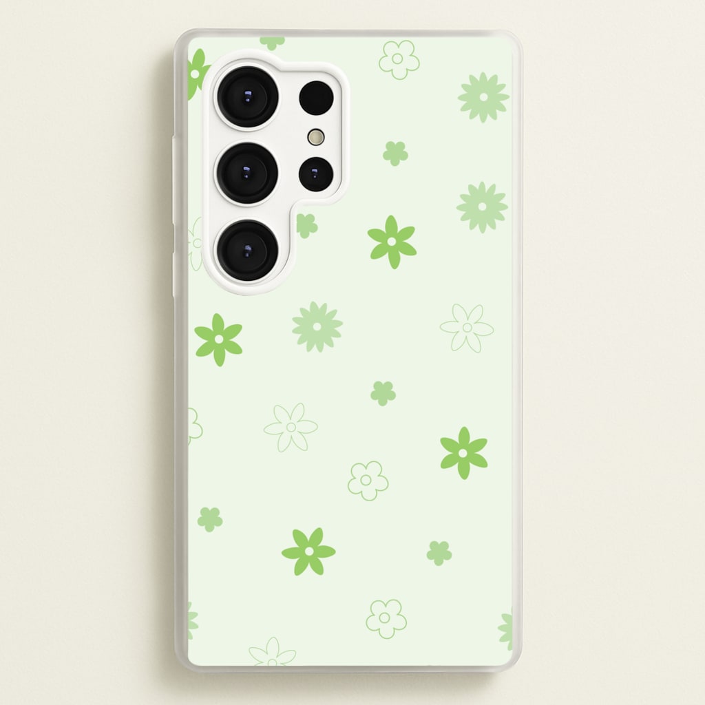 Flower Types Pattern Green - Floral Phone Case for Galaxy S25 Ultra