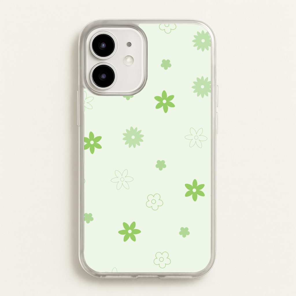 Flower Types Pattern Green - Floral Phone Case for iPhone 12 Mini