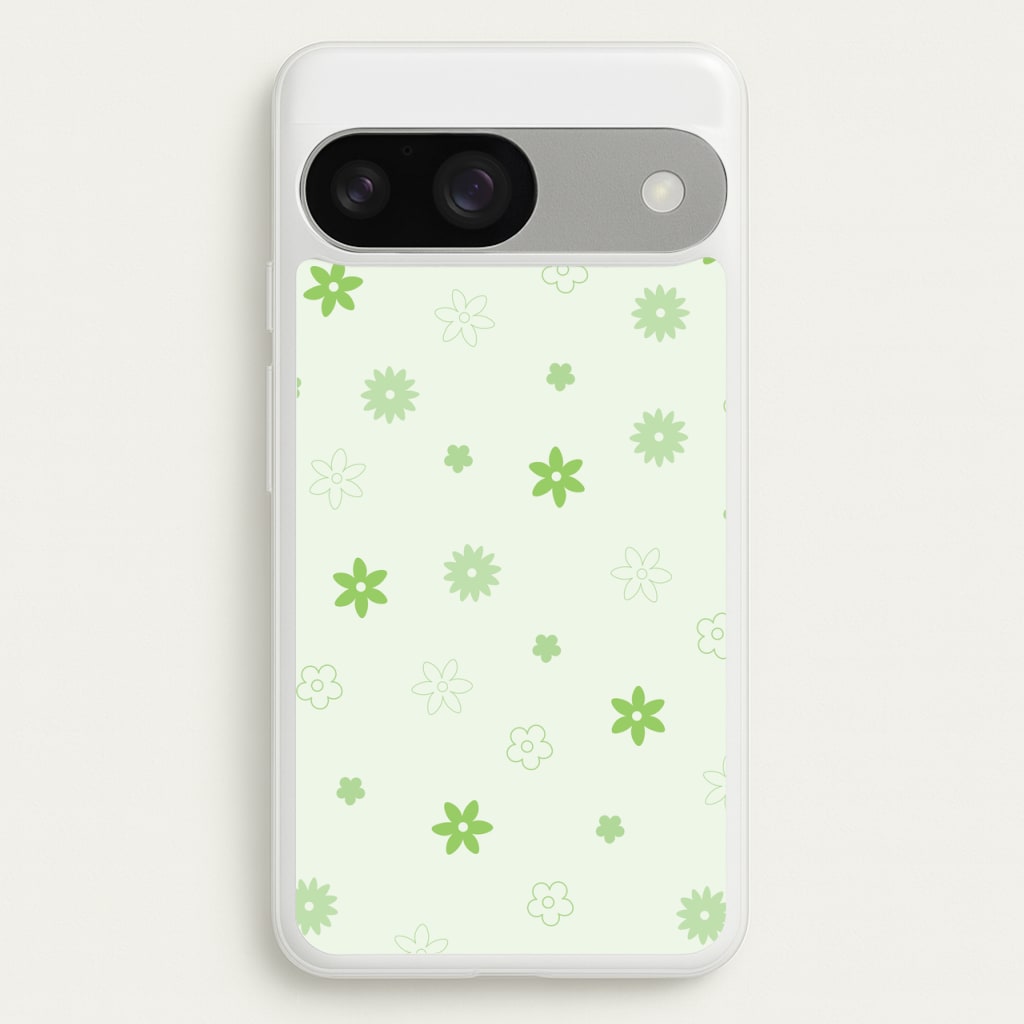 Flower Types Pattern Green - Floral Phone Case for Google Pixel 9 / 9 Pro