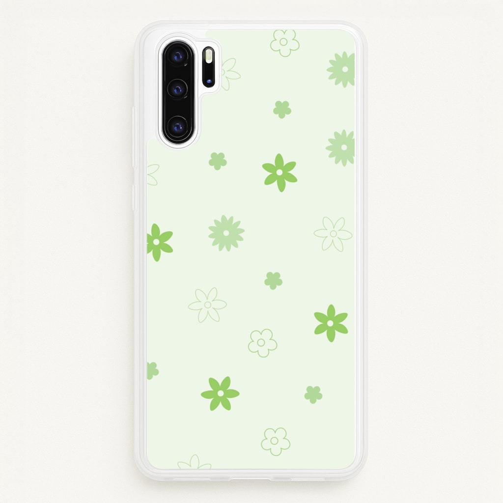 Flower Types Pattern Green - Floral Phone Case for Huawei P30 Pro