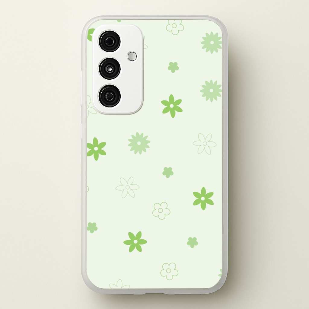 Flower Types Pattern Green - Floral Phone Case for Galaxy A55