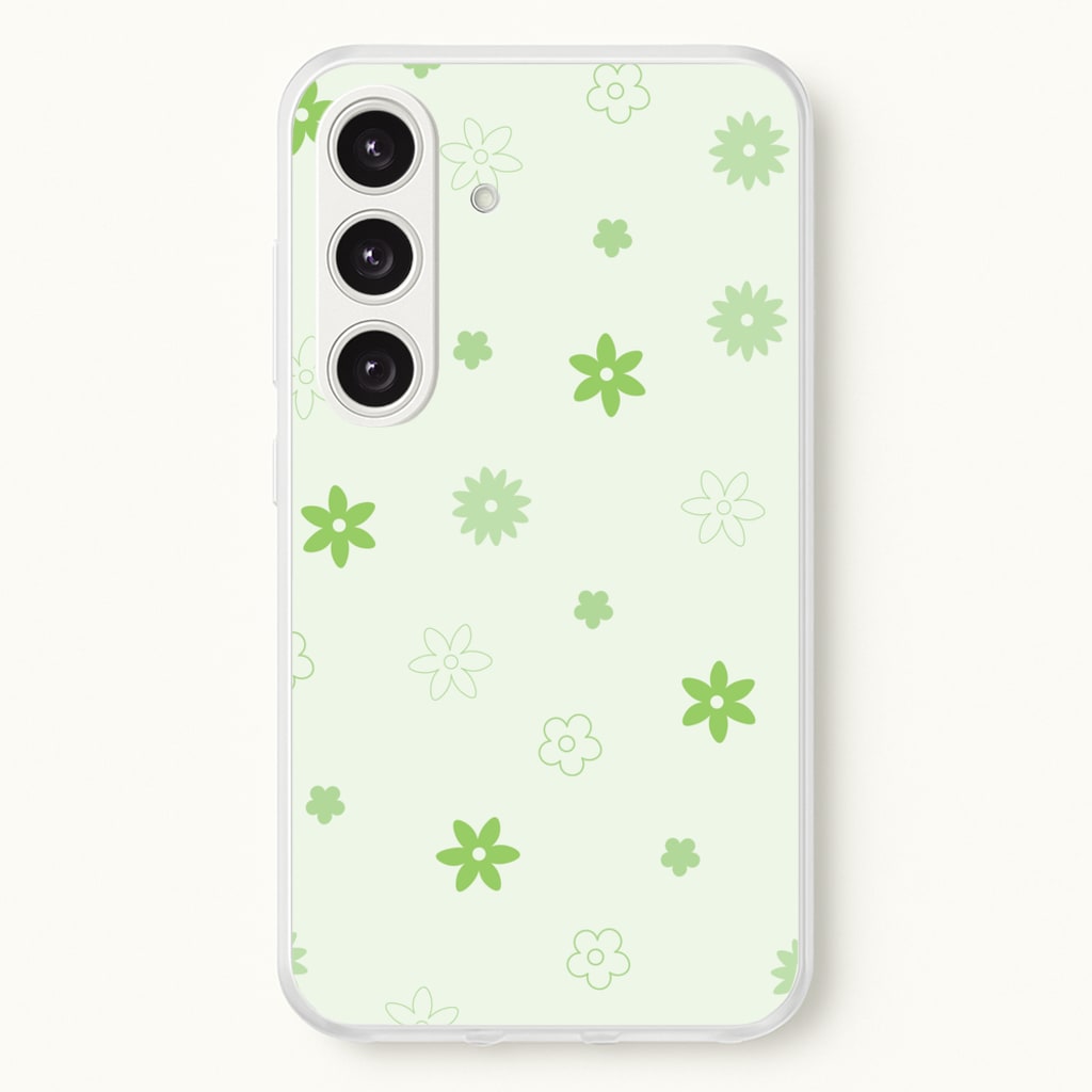 Flower Types Pattern Green - Floral Phone Case for Galaxy S25