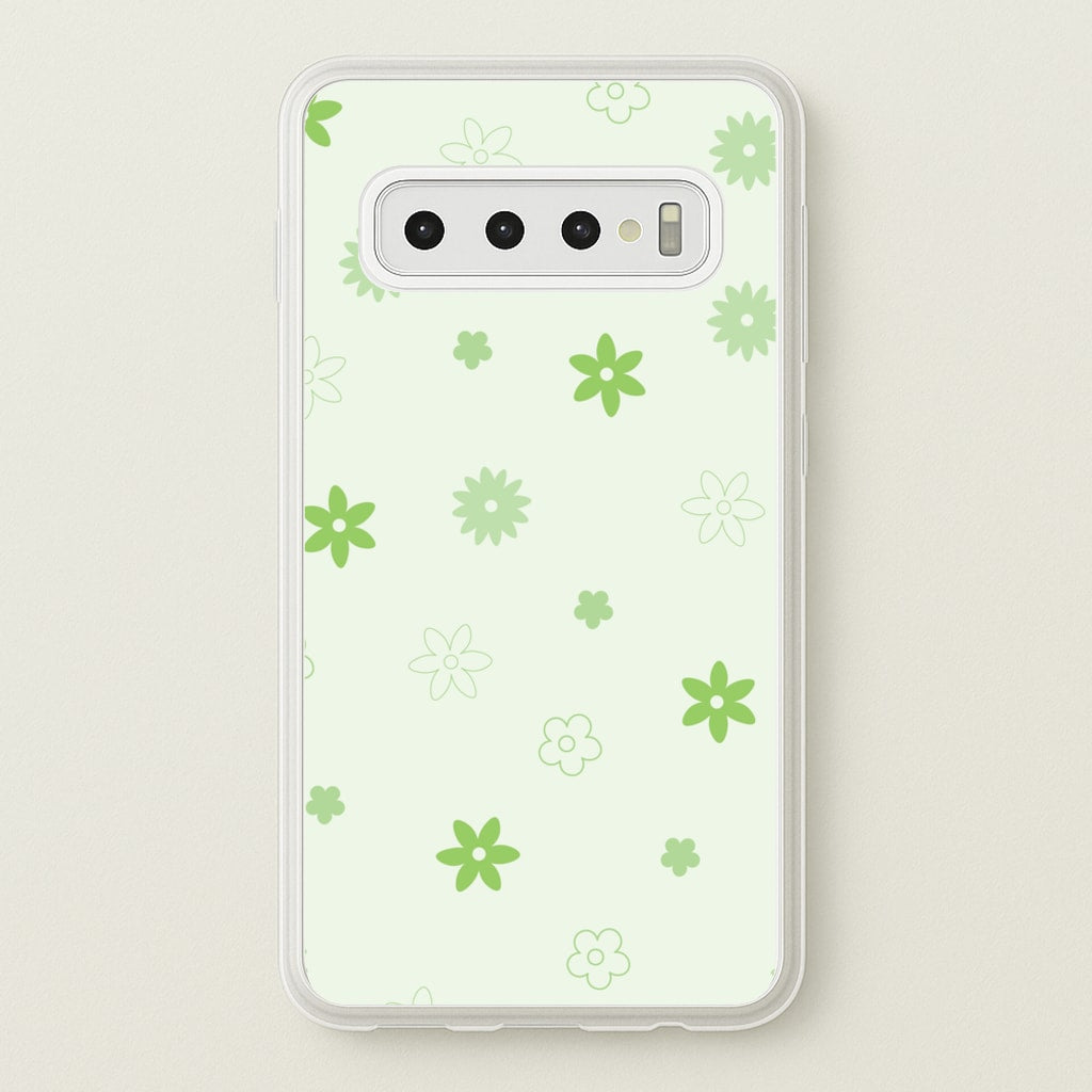Flower Types Pattern Green - Floral Phone Case for Galaxy S10