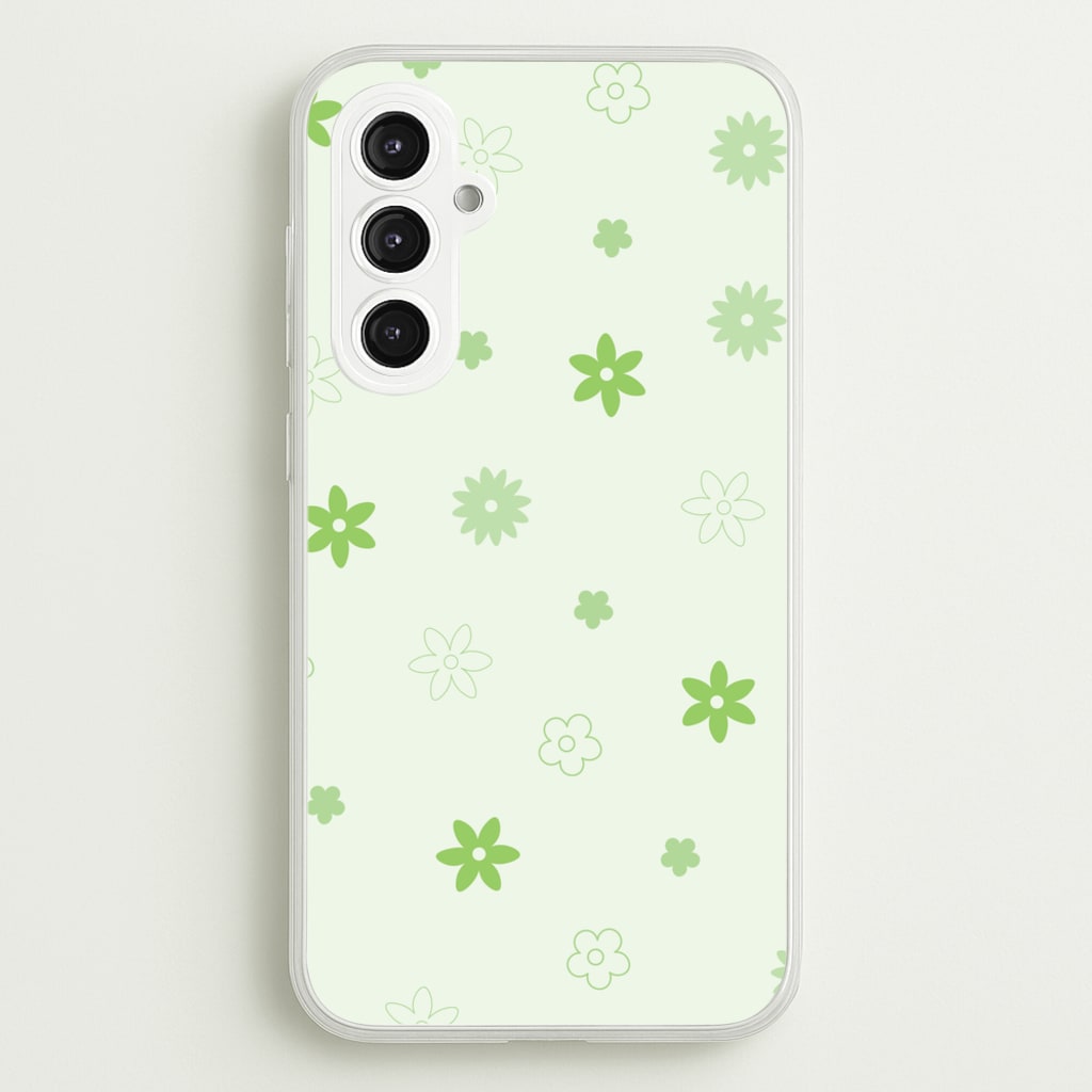 Flower Types Pattern Green - Floral Phone Case for Galaxy S23FE