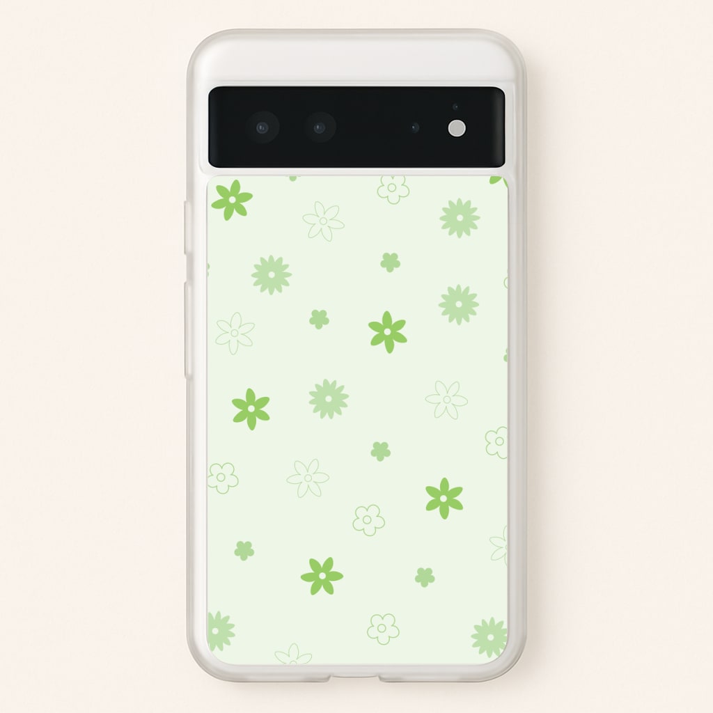 Flower Types Pattern Green - Floral Phone Case for Google Pixel 6