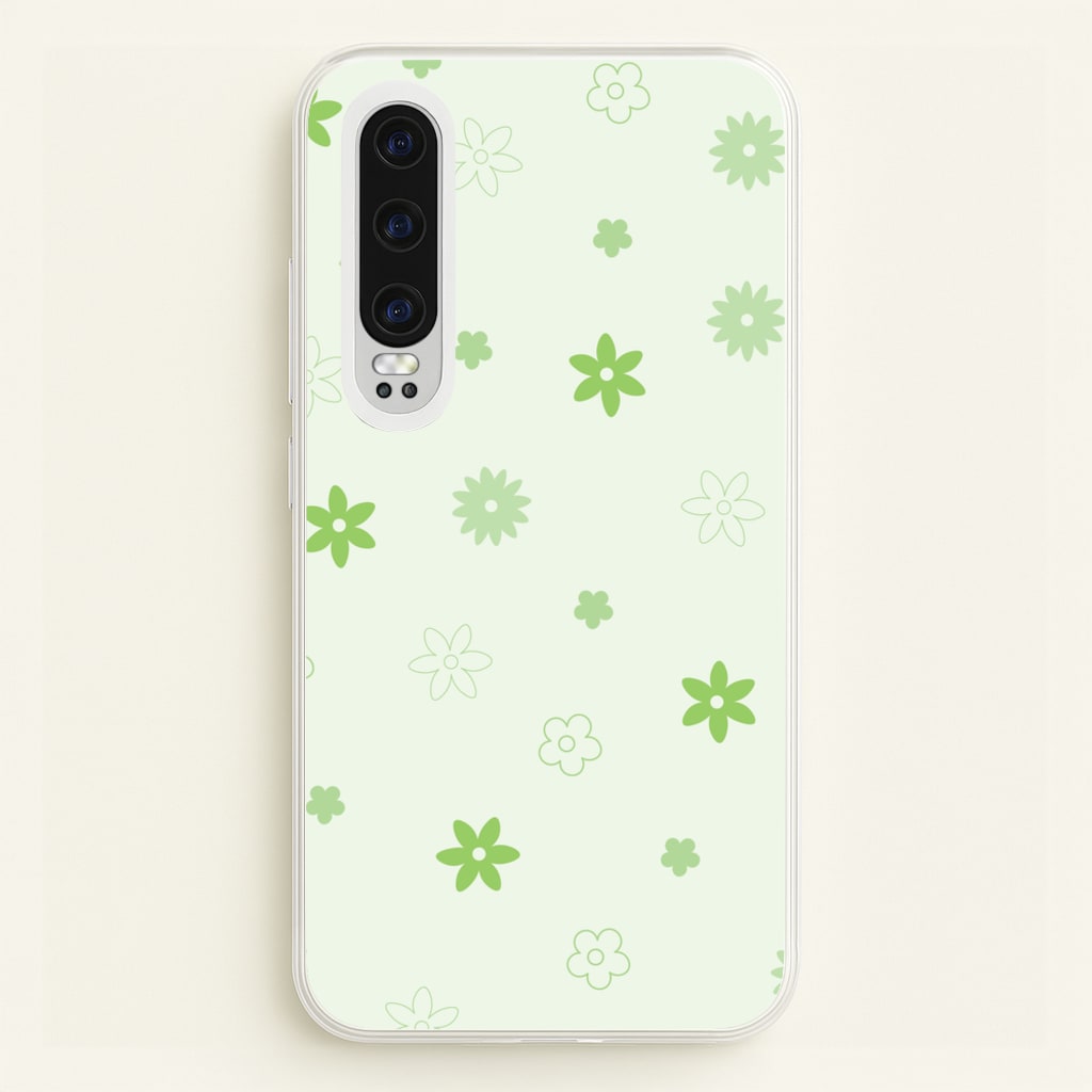 Flower Types Pattern Green - Floral Phone Case for Huawei P30