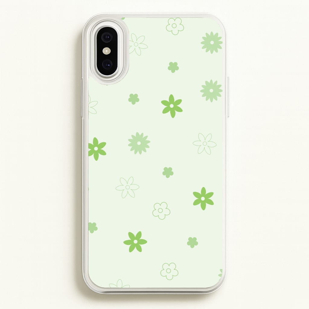 Flower Types Pattern Green - Floral Phone Case for iPhone XS Max