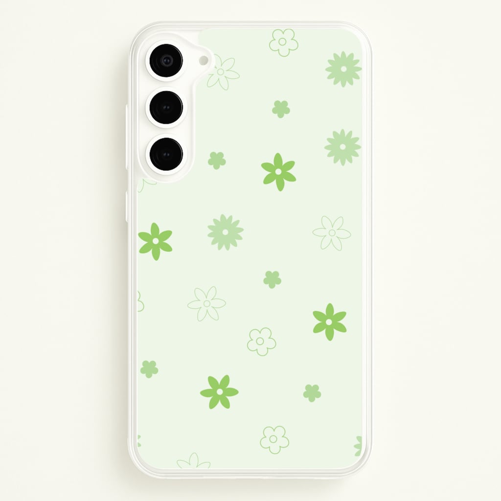Flower Types Pattern Green - Floral Phone Case for Galaxy S23
