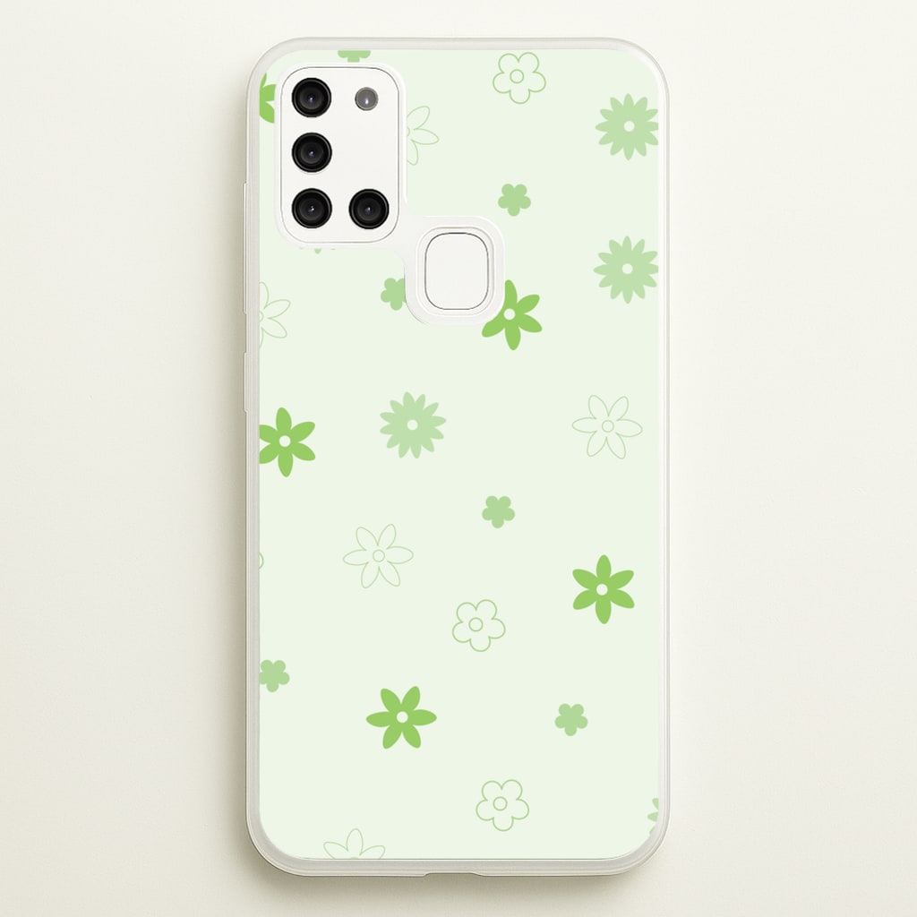Flower Types Pattern Green - Floral Phone Case for Galaxy A21s