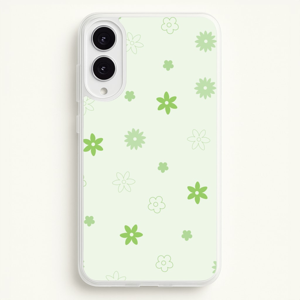 Flower Types Pattern Green - Floral Phone Case for Galaxy S25 Edge