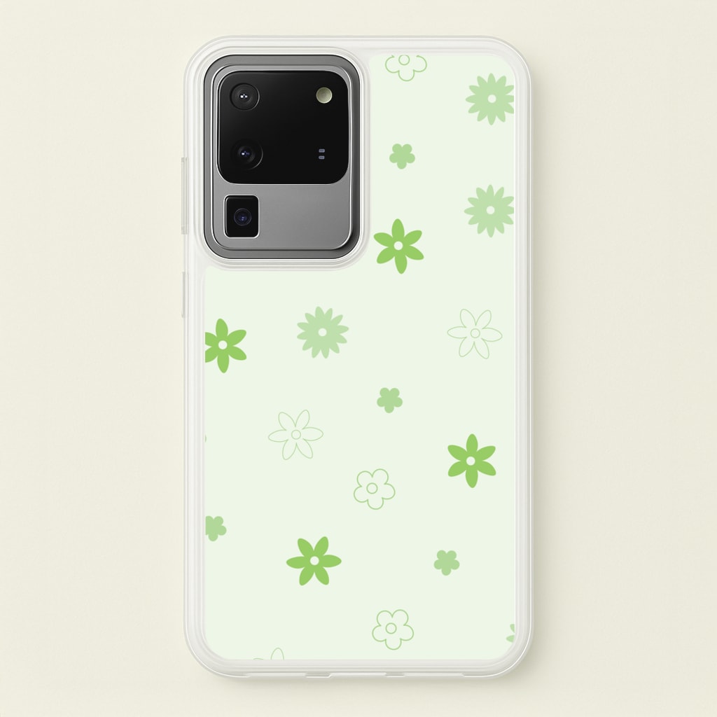 Flower Types Pattern Green - Floral Phone Case for Galaxy S20 Ultra