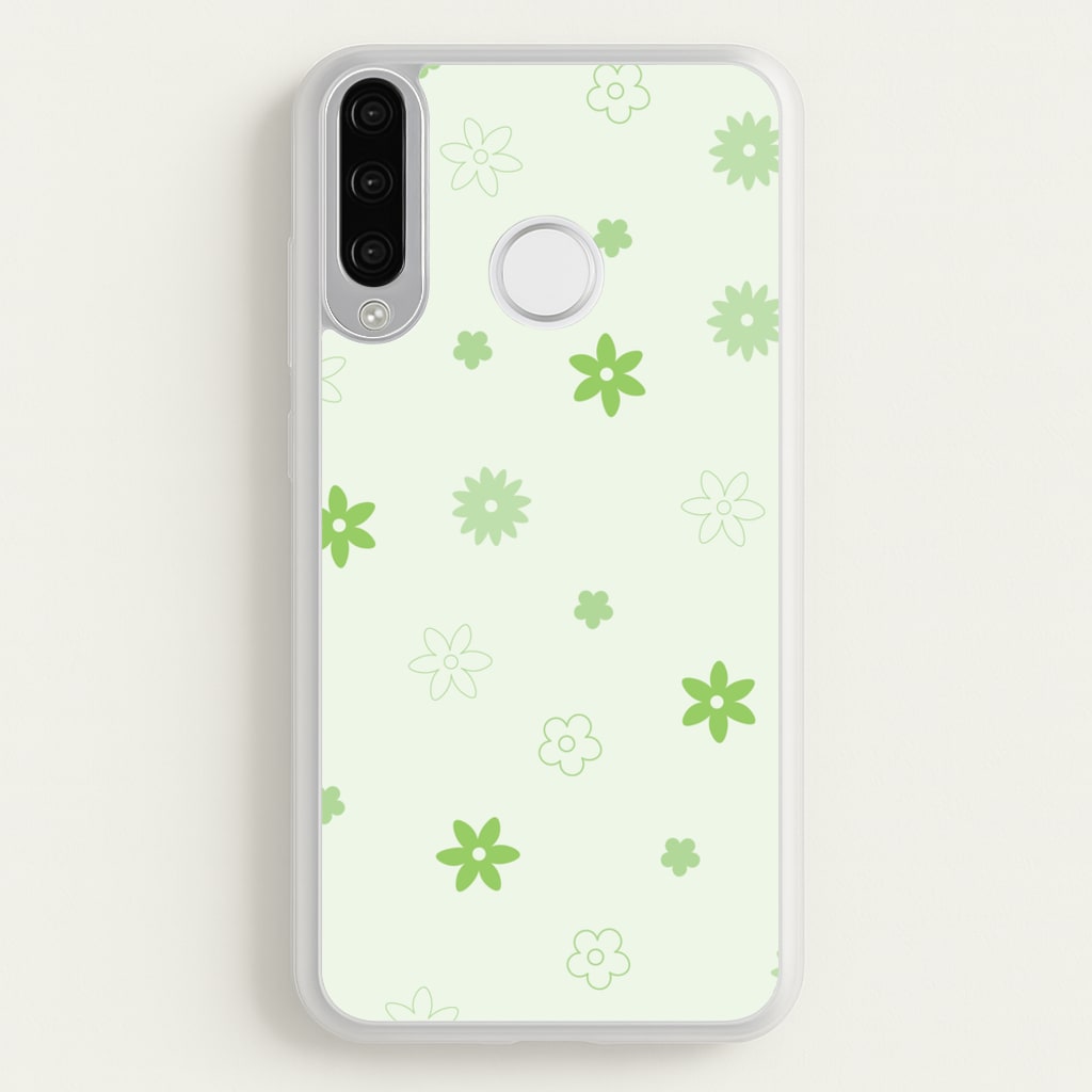 Flower Types Pattern Green - Floral Phone Case for Huawei P30 Lite
