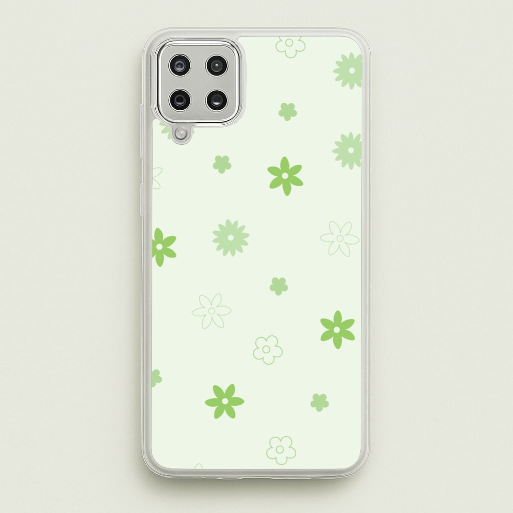 Flower Types Pattern Green - Floral Phone Case for Galaxy A12