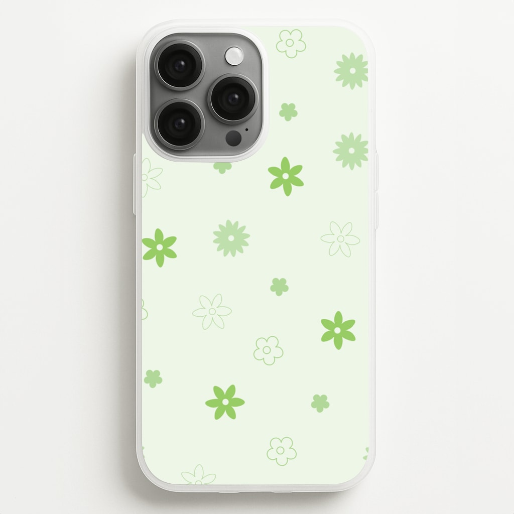 Flower Types Pattern Green - Floral Phone Case for iPhone 13 Pro Max