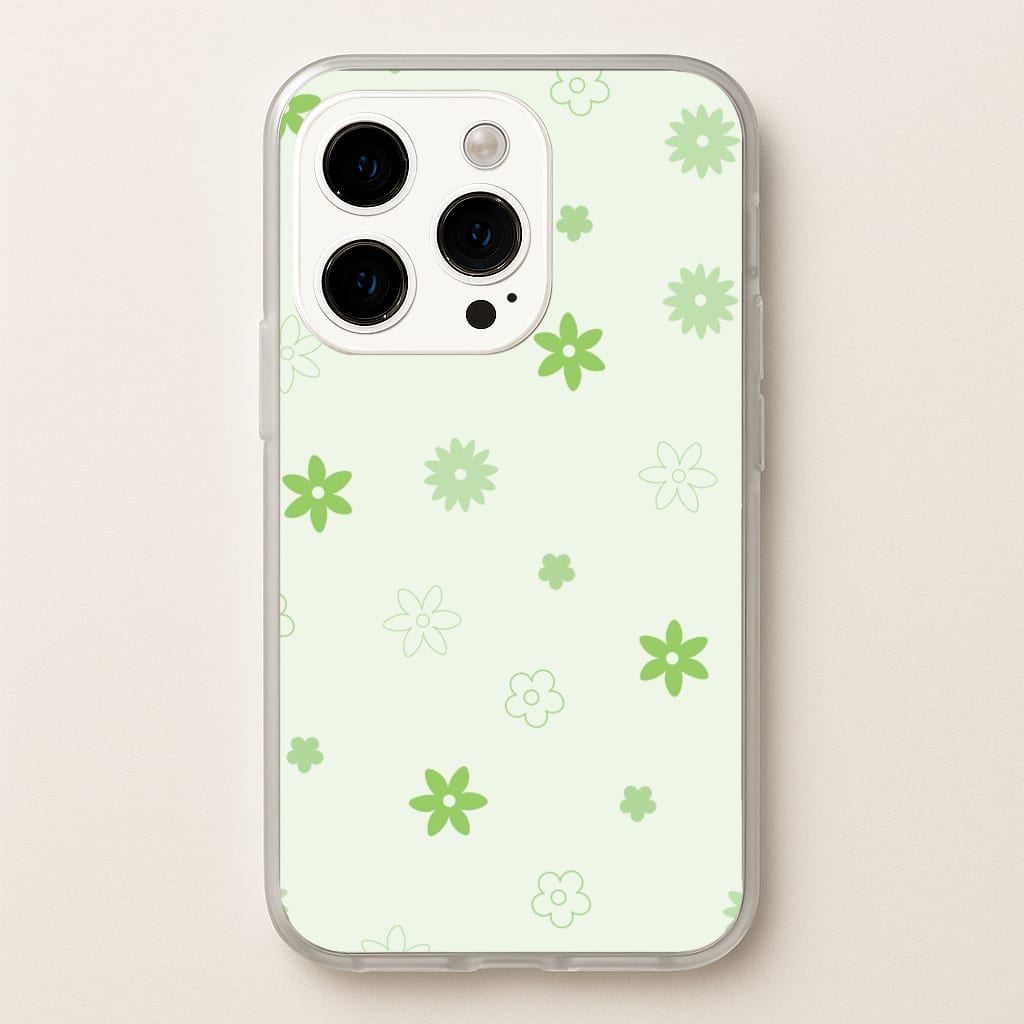 Flower Types Pattern Green - Floral Phone Case for iPhone 14 Pro