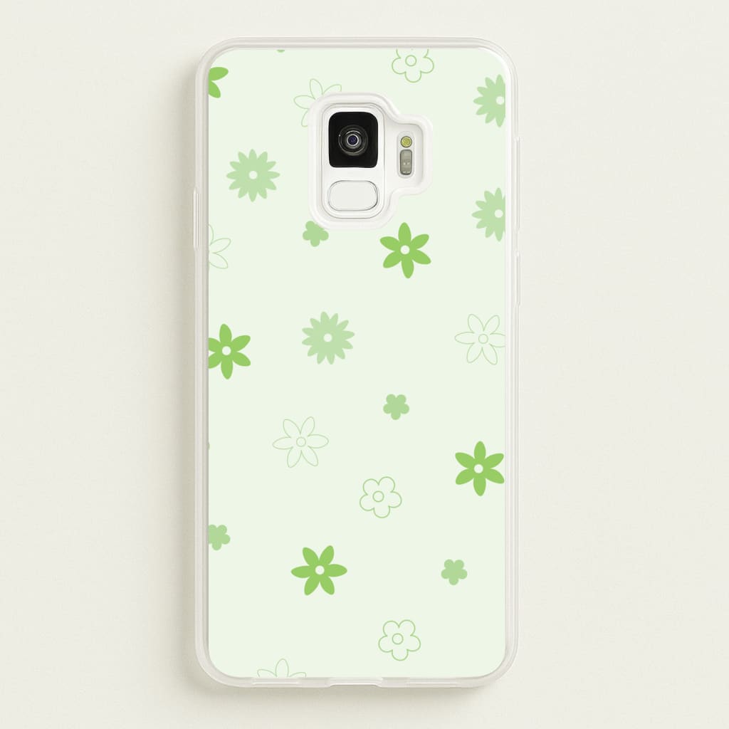 Flower Types Pattern Green - Floral Phone Case for Galaxy S9