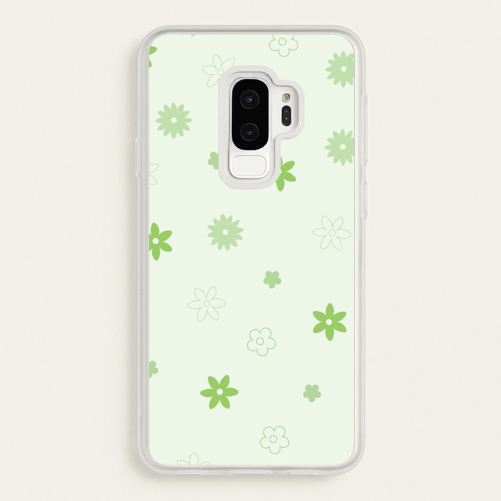Flower Types Pattern Green - Floral Phone Case for Galaxy S9 Plus