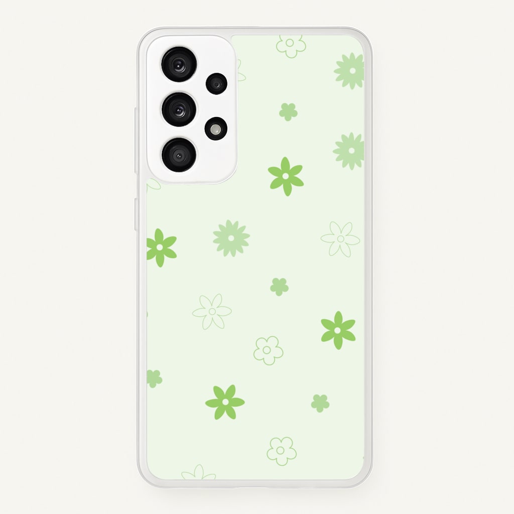 Flower Types Pattern Green - Floral Phone Case for Galaxy A53