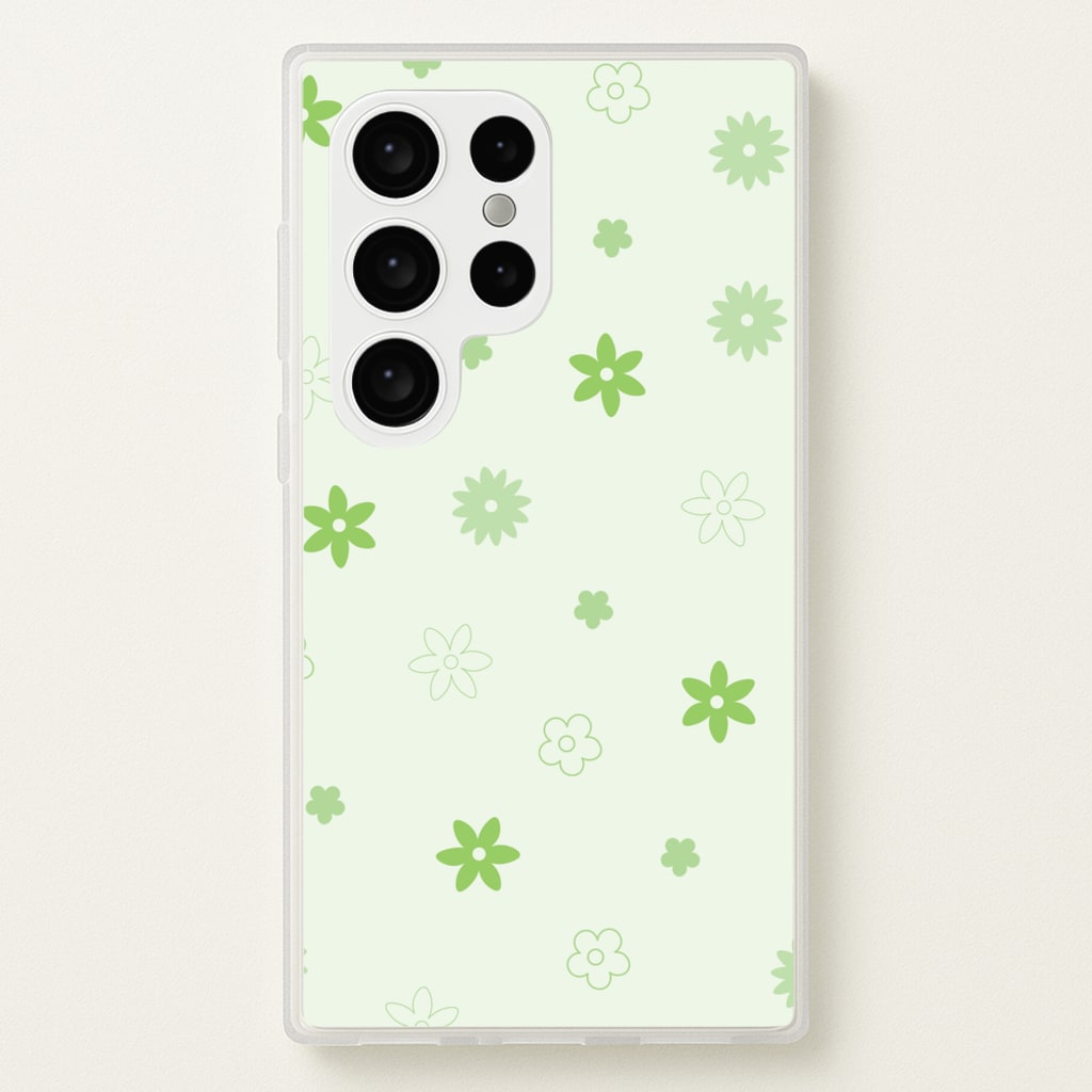 Flower Types Pattern Green - Floral Phone Case for Galaxy S24 Ultra