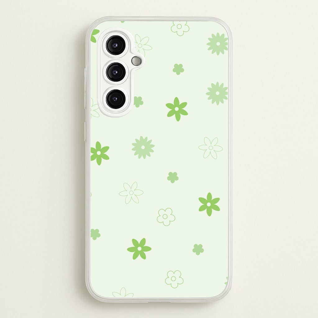 Flower Types Pattern Green - Floral Phone Case for Galaxy A14