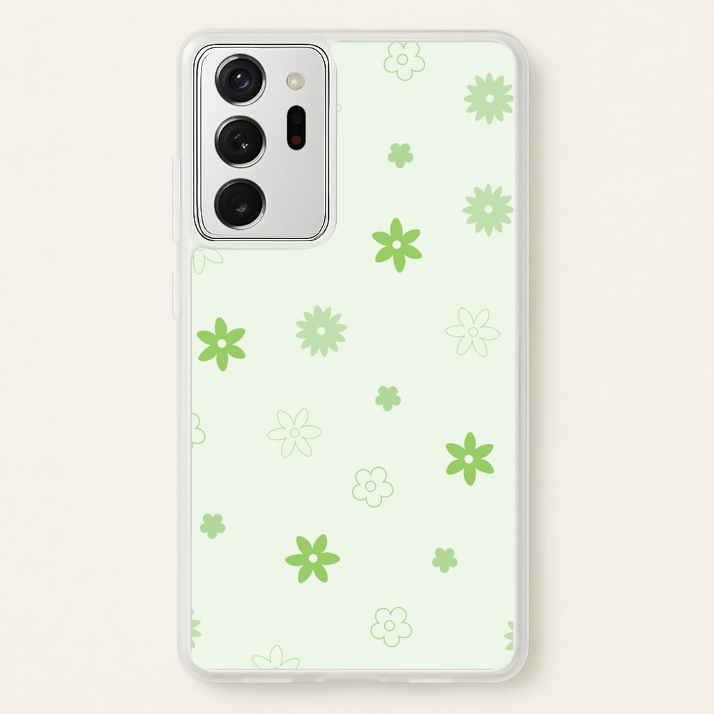 Flower Types Pattern Green - Floral Phone Case for Galaxy Note 20 Ultra