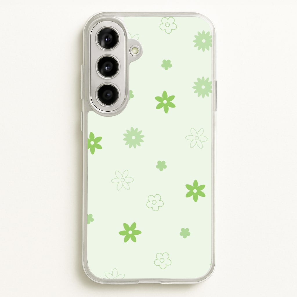 Flower Types Pattern Green - Floral Phone Case for Galaxy A56