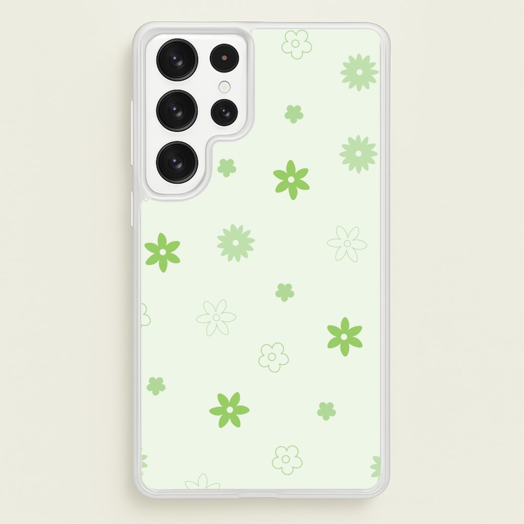 Flower Types Pattern Green - Floral Phone Case for Galaxy S22 Ultra