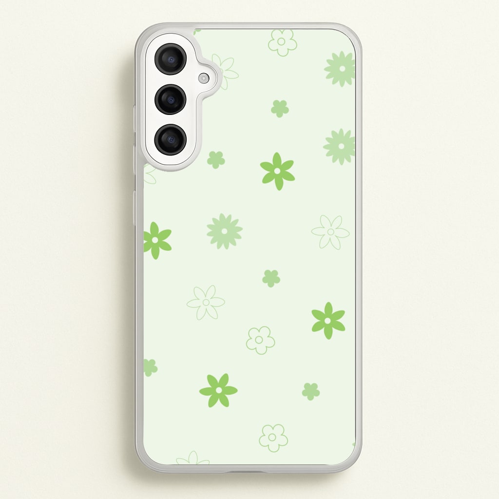 Flower Types Pattern Green - Floral Phone Case for Galaxy A34