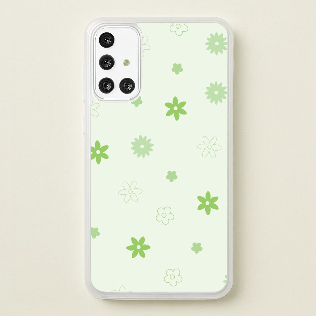Flower Types Pattern Green - Floral Phone Case for Galaxy A71