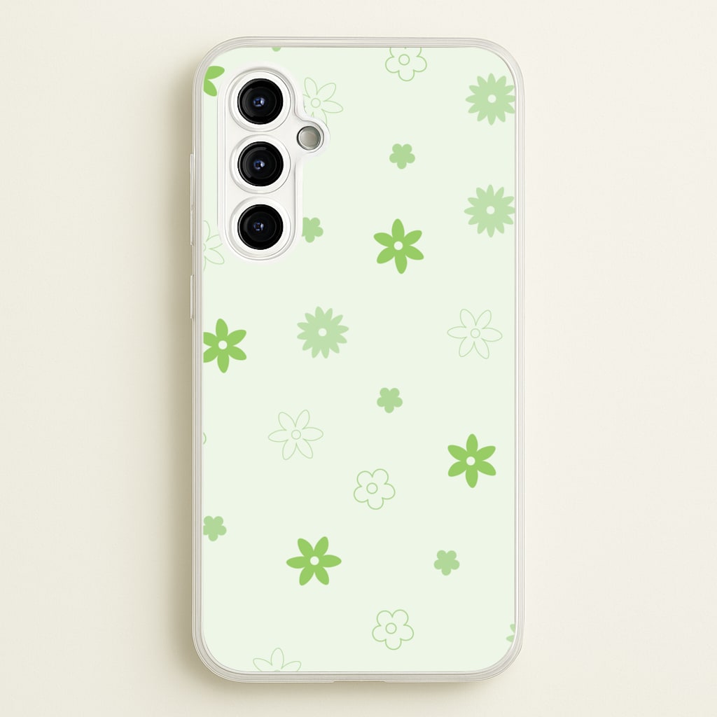 Flower Types Pattern Green - Floral Phone Case for Galaxy A54