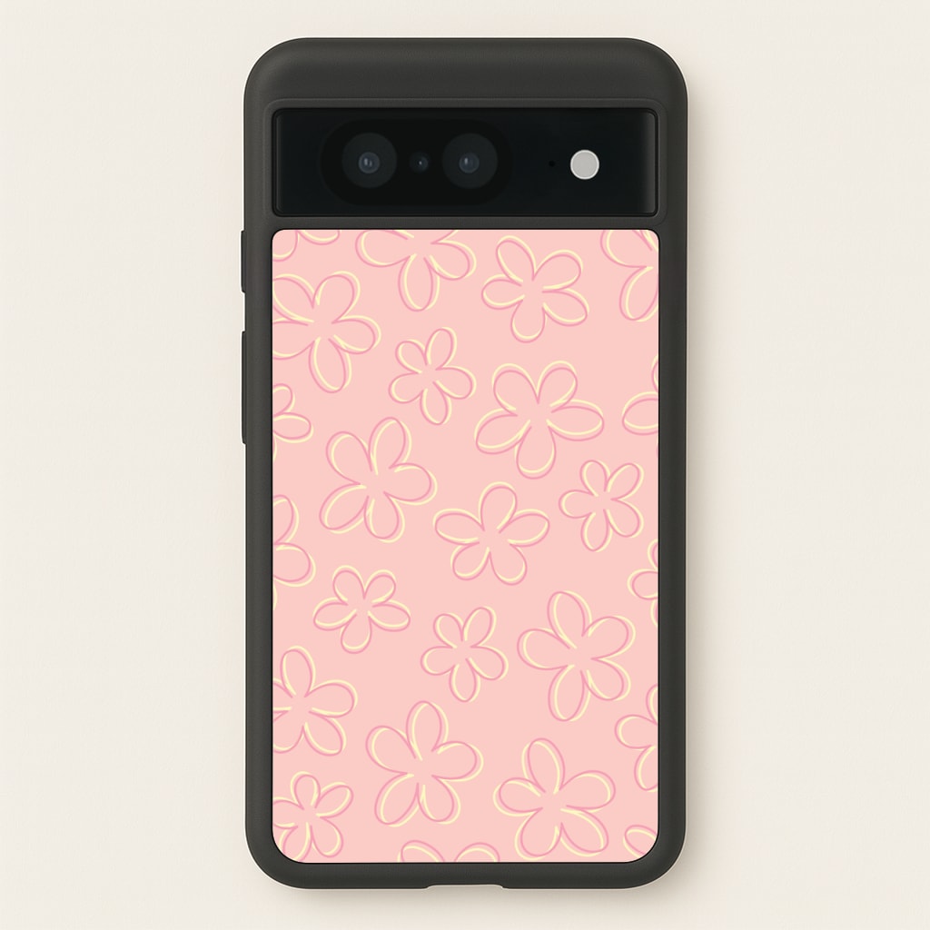 Abstract Flower Outlines Pattern - Floral Phone Case for Google Pixel 8
