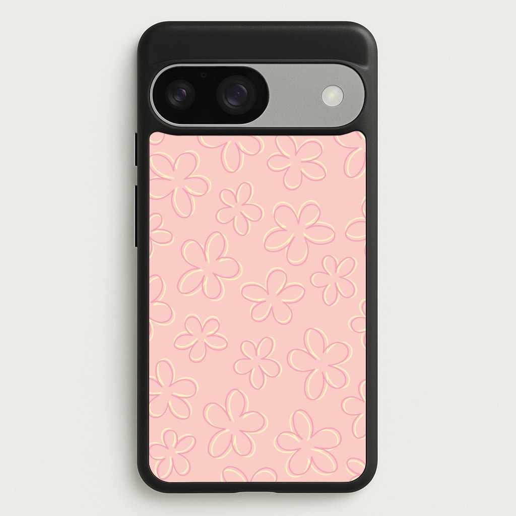 Abstract Flower Outlines Pattern - Floral Phone Case for Google Pixel 9 / 9 Pro