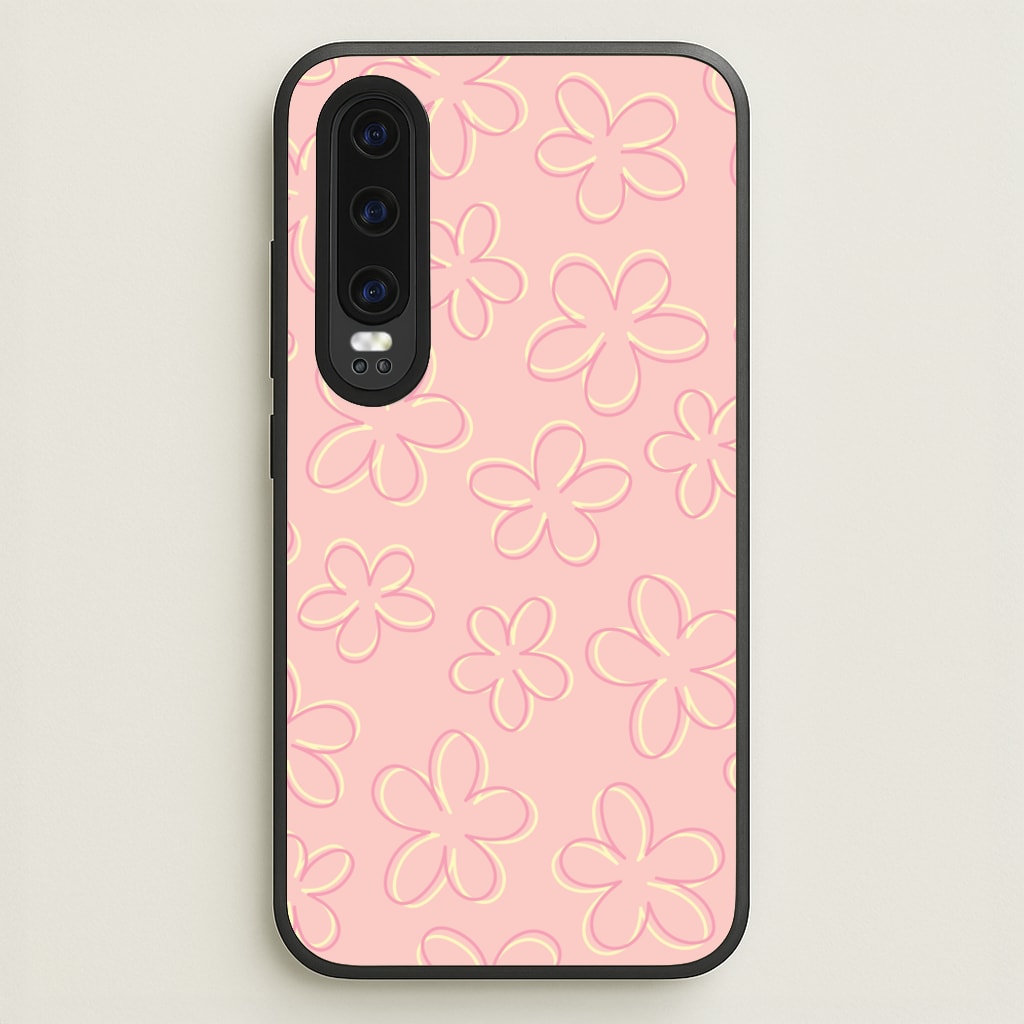 Abstract Flower Outlines Pattern - Floral Phone Case for Huawei P30