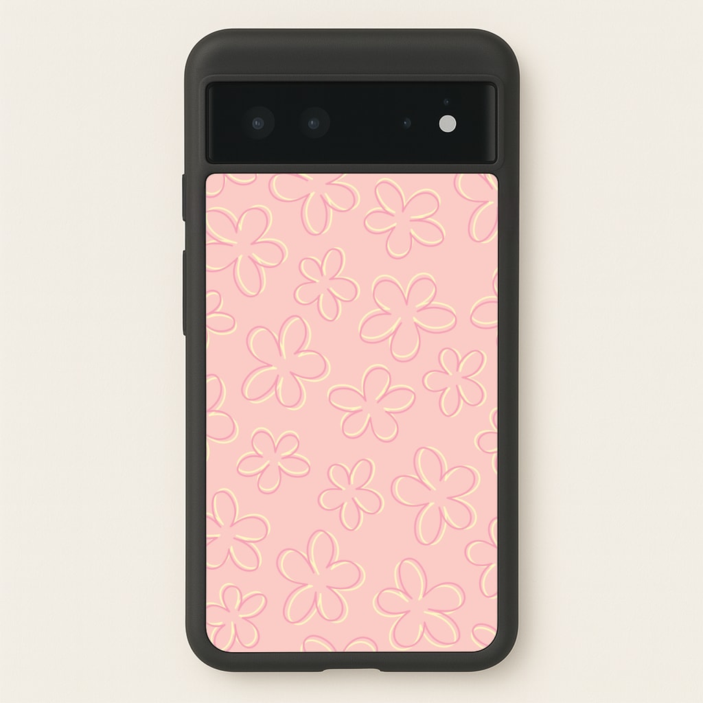 Abstract Flower Outlines Pattern - Floral Phone Case for Google Pixel 6