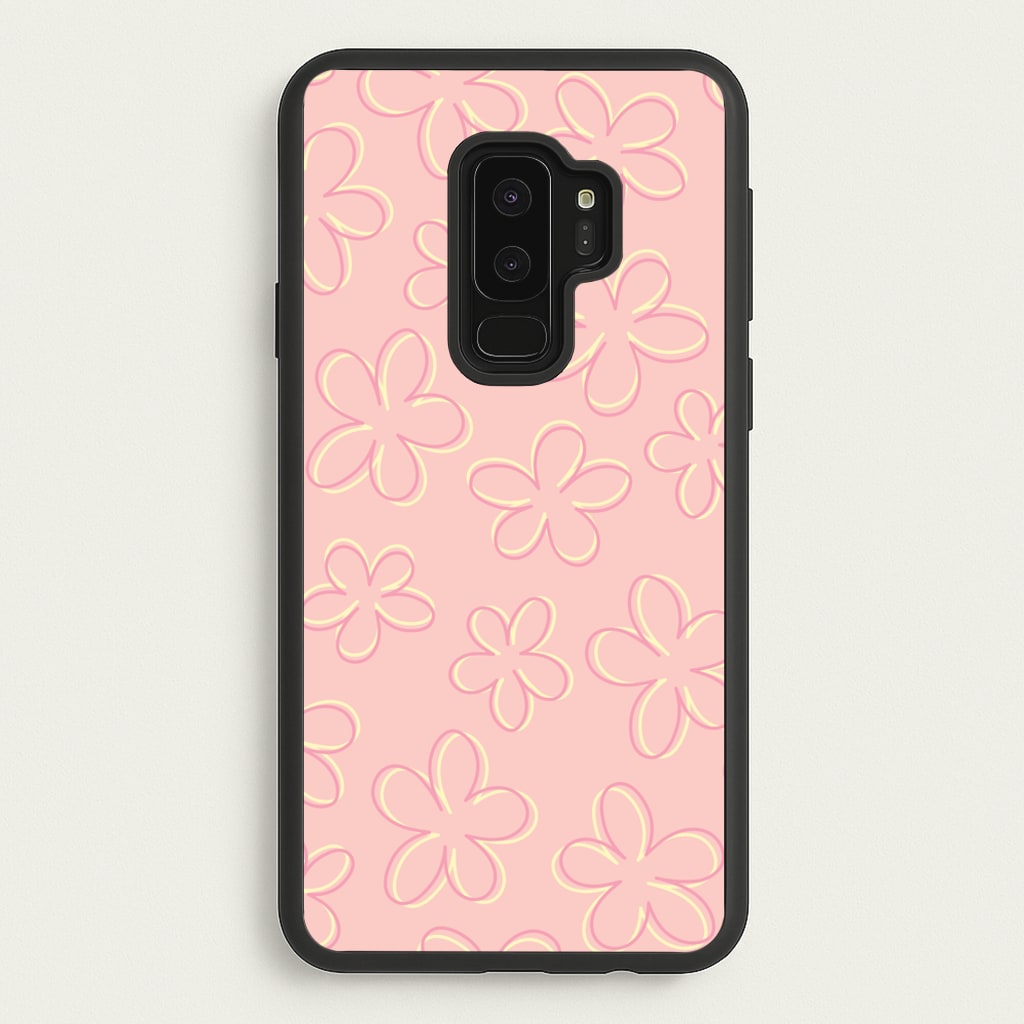 Abstract Flower Outlines Pattern - Floral Phone Case for Galaxy S9 Plus