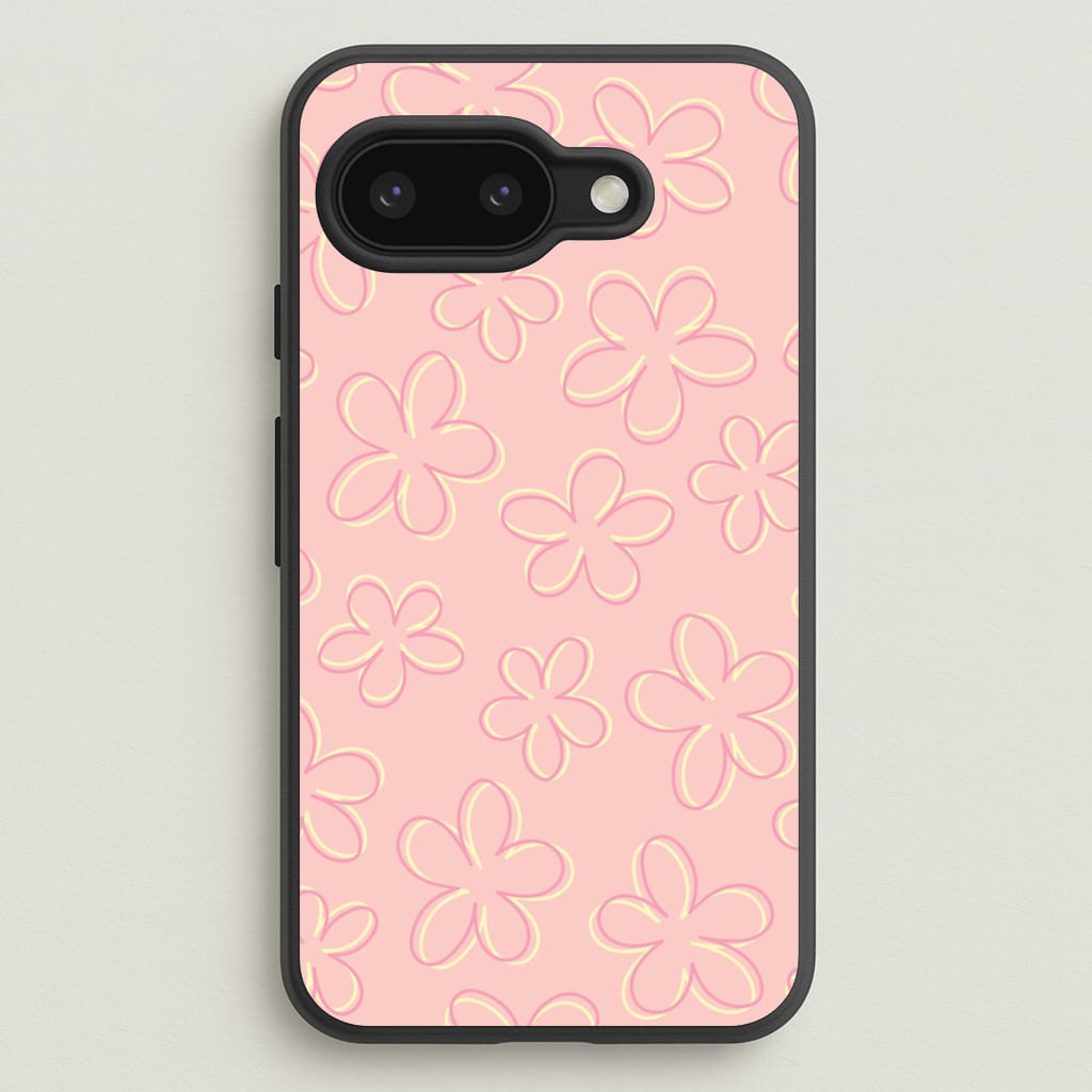 Abstract Flower Outlines Pattern - Floral Phone Case for Google Pixel 9a