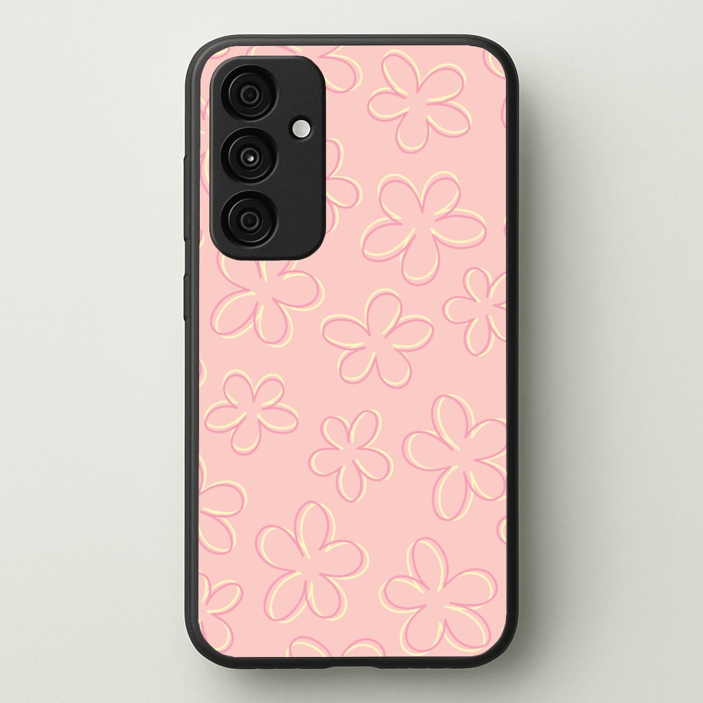 Abstract Flower Outlines Pattern - Floral Phone Case for Galaxy A55