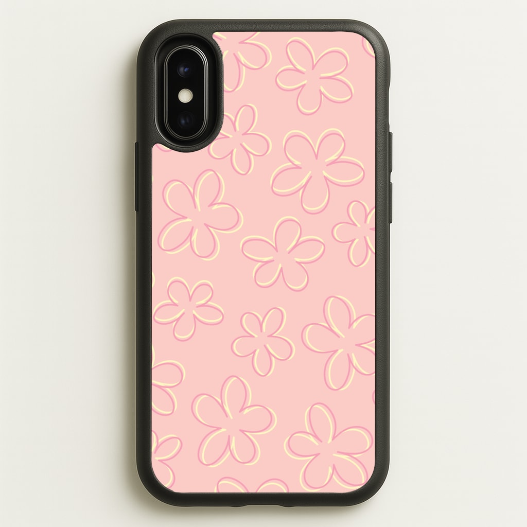 Abstract Flower Outlines Pattern - Floral Phone Case for iPhone X / XS