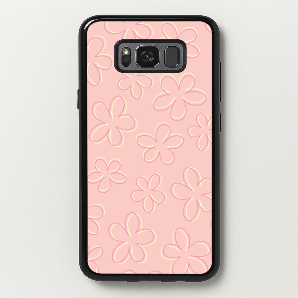 Abstract Flower Outlines Pattern - Floral Phone Case for Galaxy S8