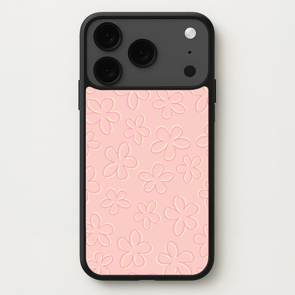 Abstract Flower Outlines Pattern Phone Case for iPhone 17 Pro