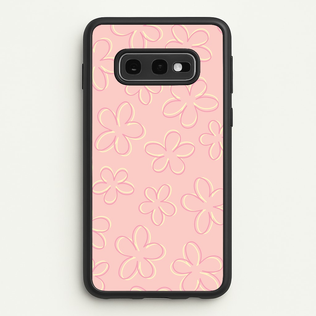 Abstract Flower Outlines Pattern - Floral Phone Case for Galaxy S10e