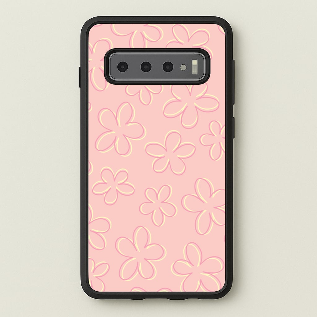 Abstract Flower Outlines Pattern - Floral Phone Case for Galaxy S10 Plus