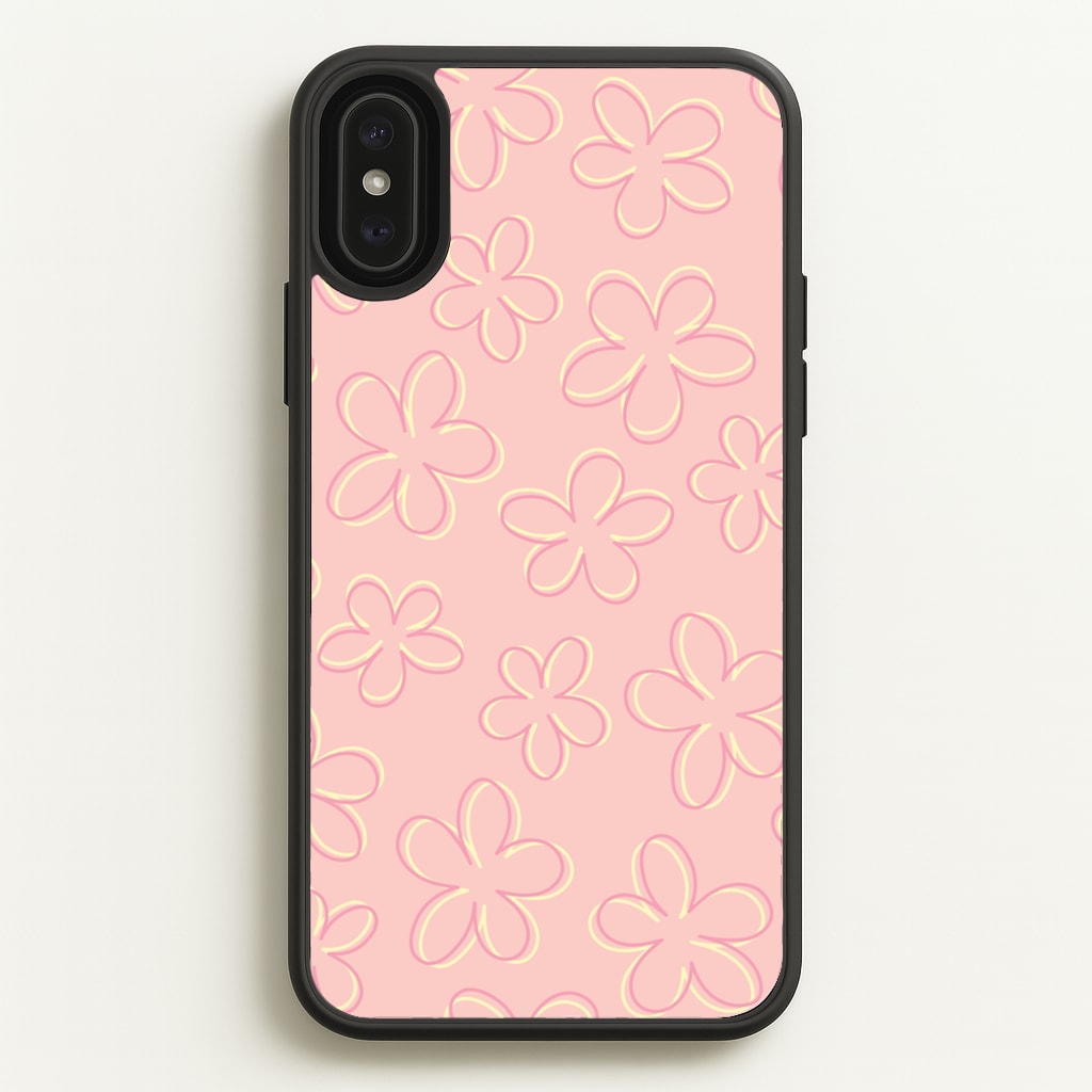 Abstract Flower Outlines Pattern - Floral Phone Case for iPhone XS Max