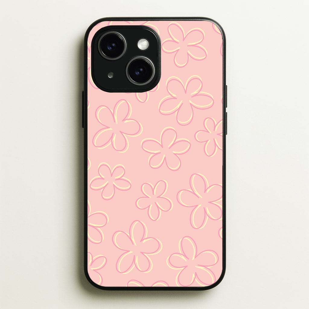 Abstract Flower Outlines Pattern - Floral Phone Case for iPhone 15 Plus