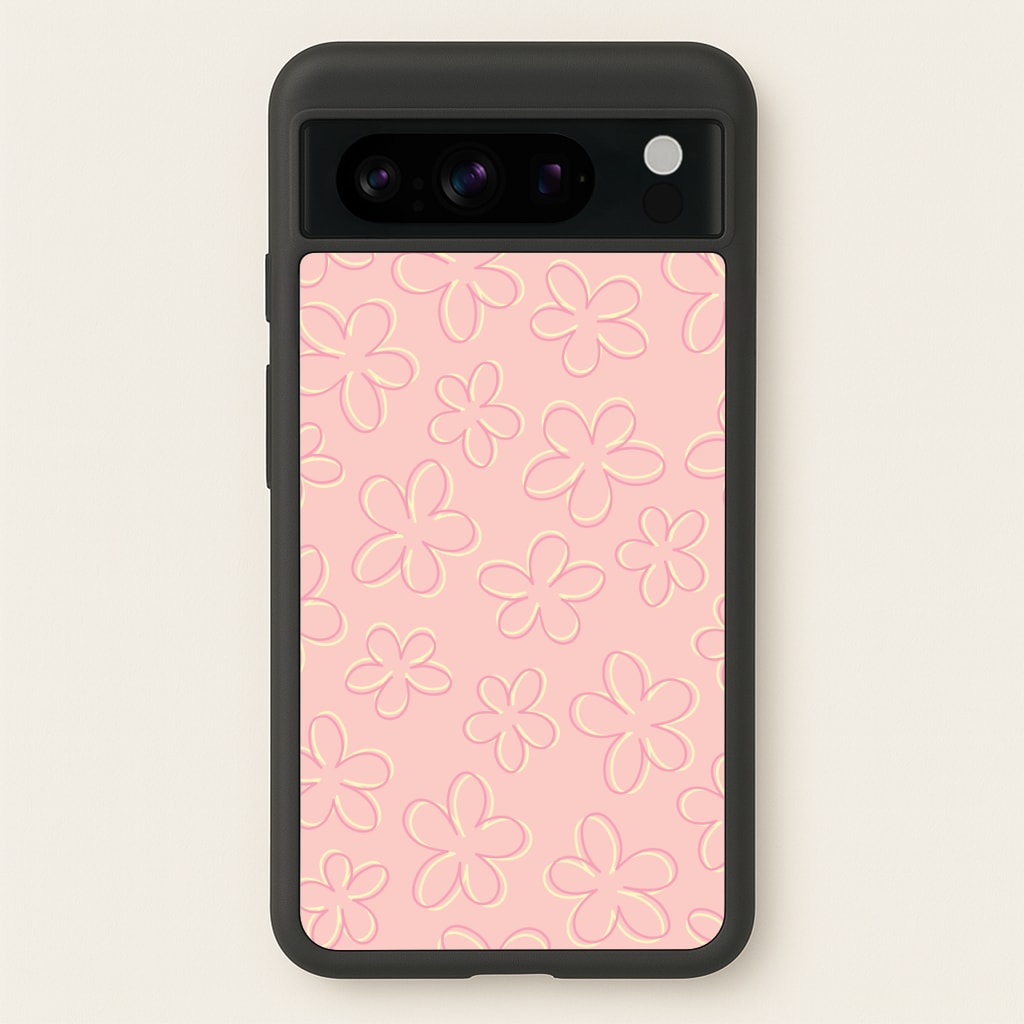 Abstract Flower Outlines Pattern - Floral Phone Case for Google Pixel 8 Pro