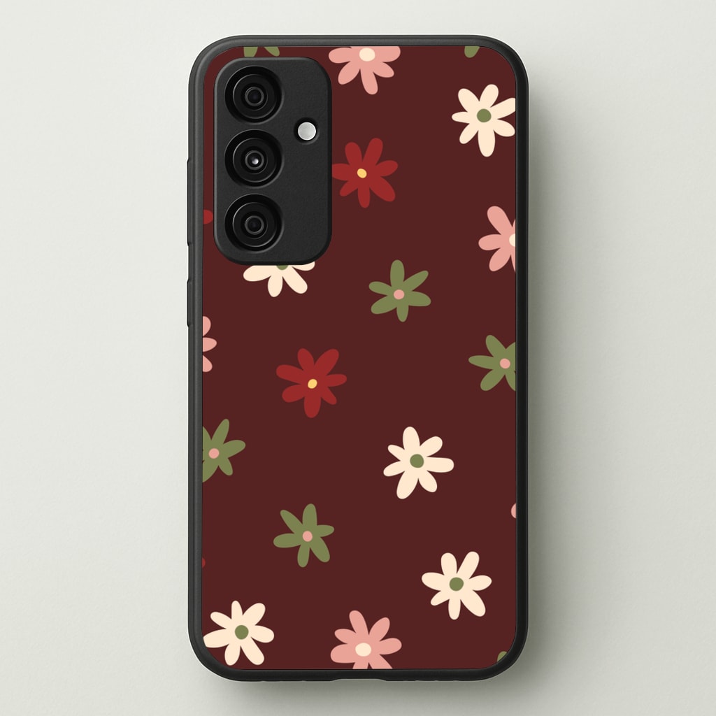 Dark Whimsical Flower Pattern - Floral Phone Case for Galaxy A15