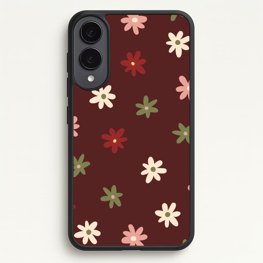 Dark Whimsical Flower Pattern - Floral Phone Case for Galaxy S25 Edge