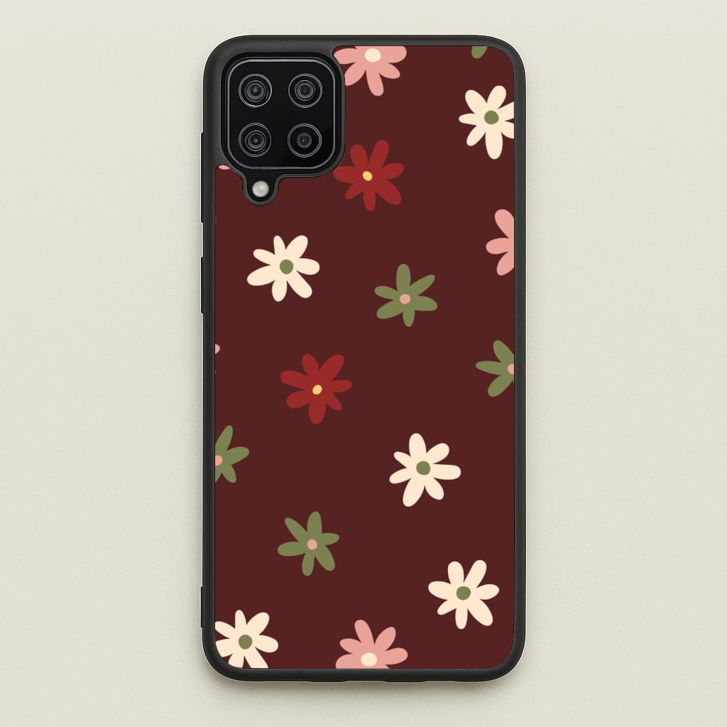 Dark Whimsical Flower Pattern - Floral Phone Case for Galaxy A12